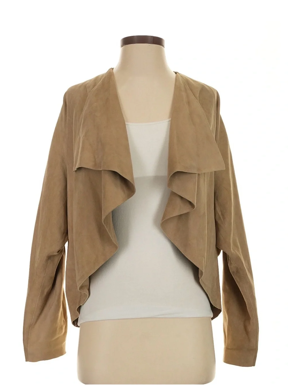 Polo Ralph Lauren Women’s Tan Goat Suede Leather Open Front Jacket Cardigan XS/S